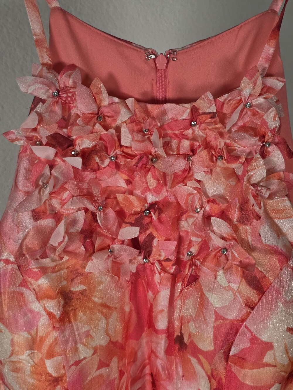 Just Taylor NWT Size 14 Pink Floral Halter Maxi Dress Rosette Belted MSRP $198 - Picture 6 of 13